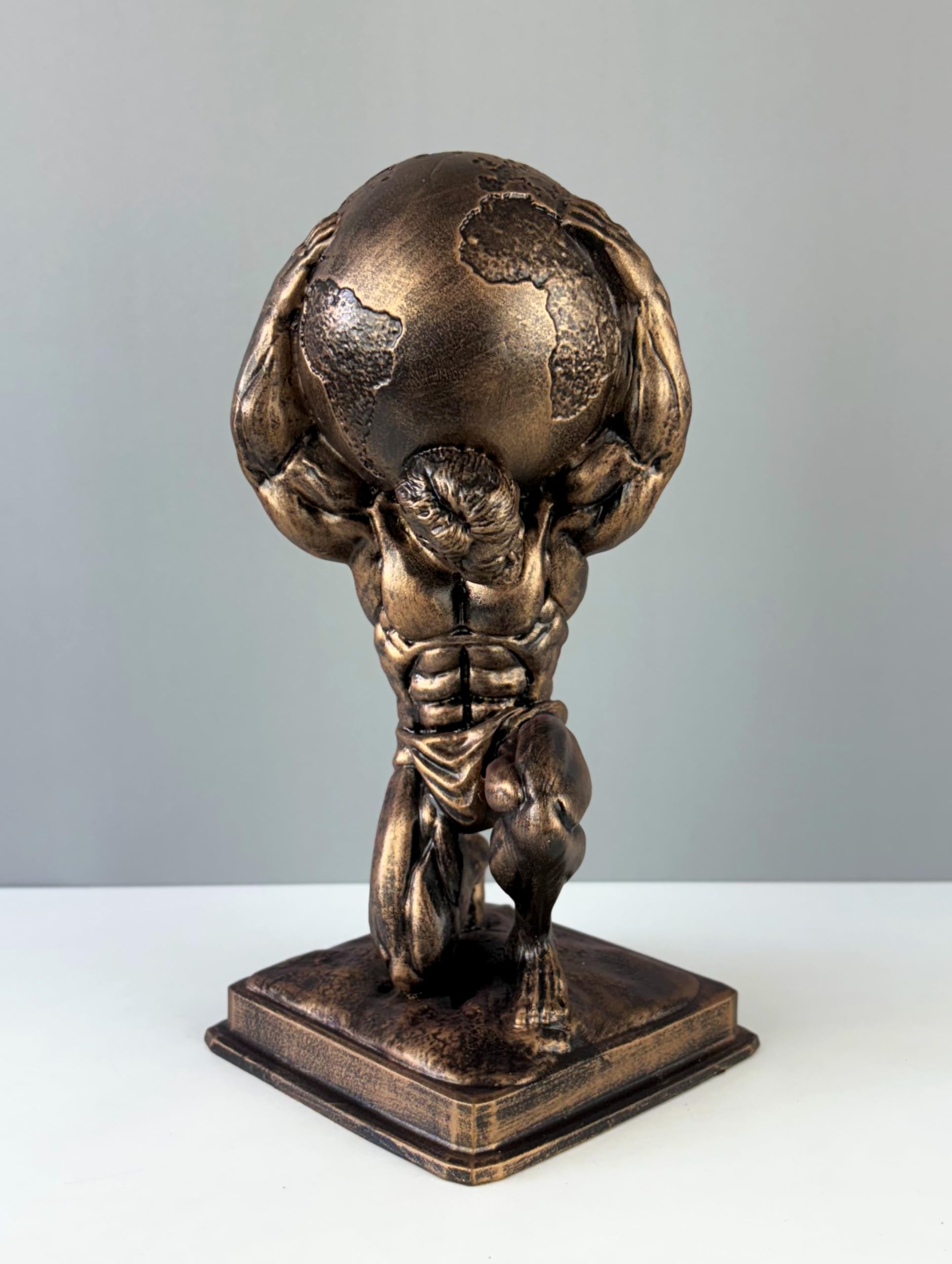 Atlante che trasporta il mondo, busto statua, 30 cm, mitologia greca, statua greca, scultura artistica (bronzo)