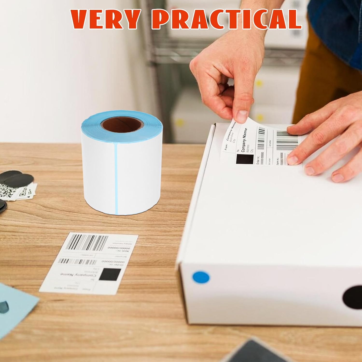 White Self Adhesive Label Paper 1 Roll for Thermal Printer
