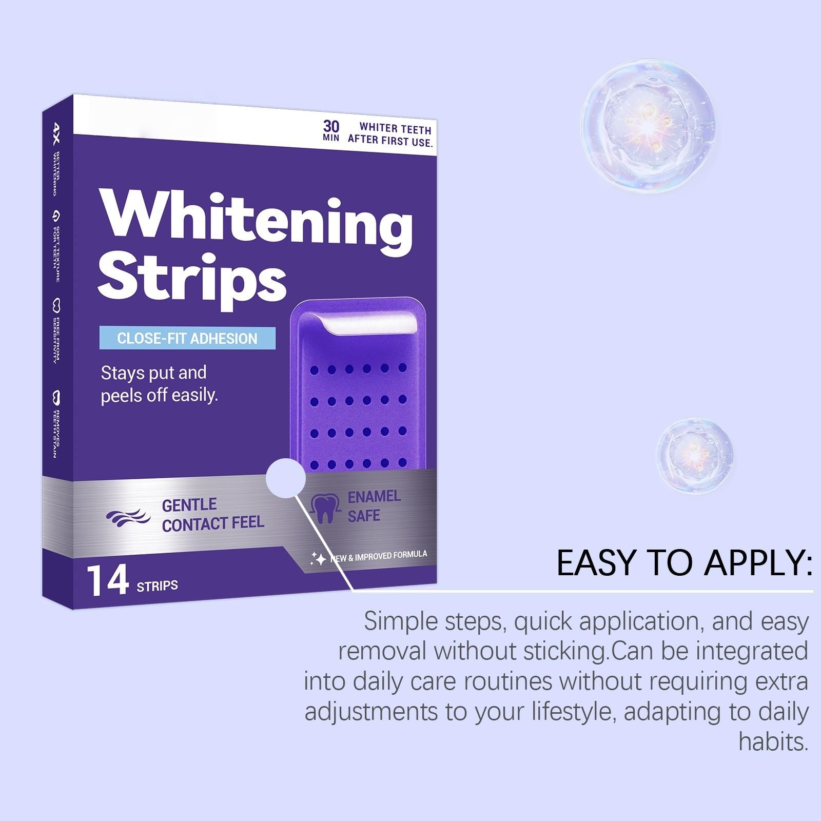 Strisce bianche viola teeth whitening, Effectively removes stains, safely whitens coffee/tea/red wine stains, does not damage teeth. utilizzando tecnologia purple, adatto per la teeth sensitive.