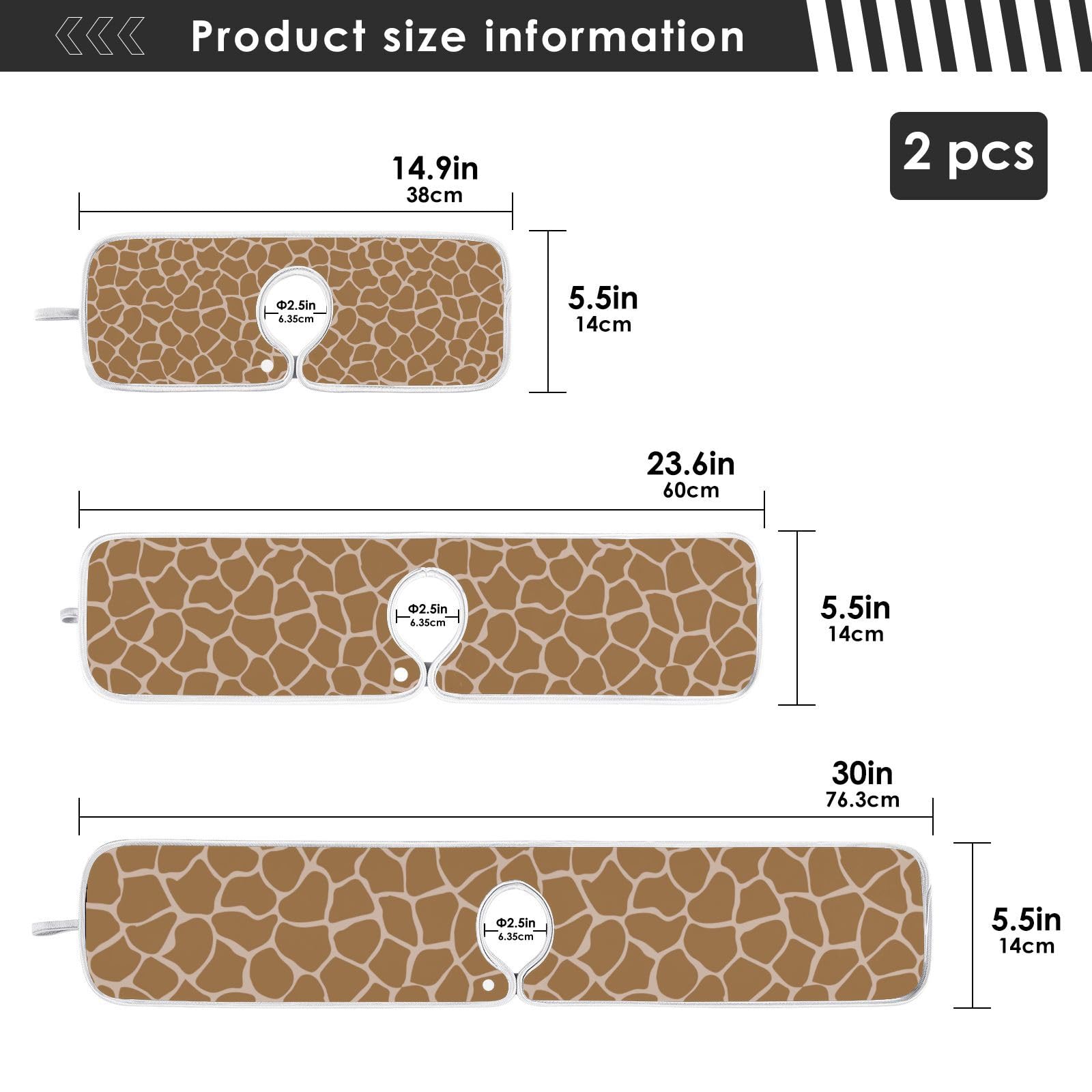 Eyanle 2 PCS Kitchen Sink Splash Guard 23.6 Inch Faucet Mat for Kitchen Sink Bathroom Sink Faucet Absorbing Drip Drain Mat Pad Microfiber Soft Washable Animal Prints