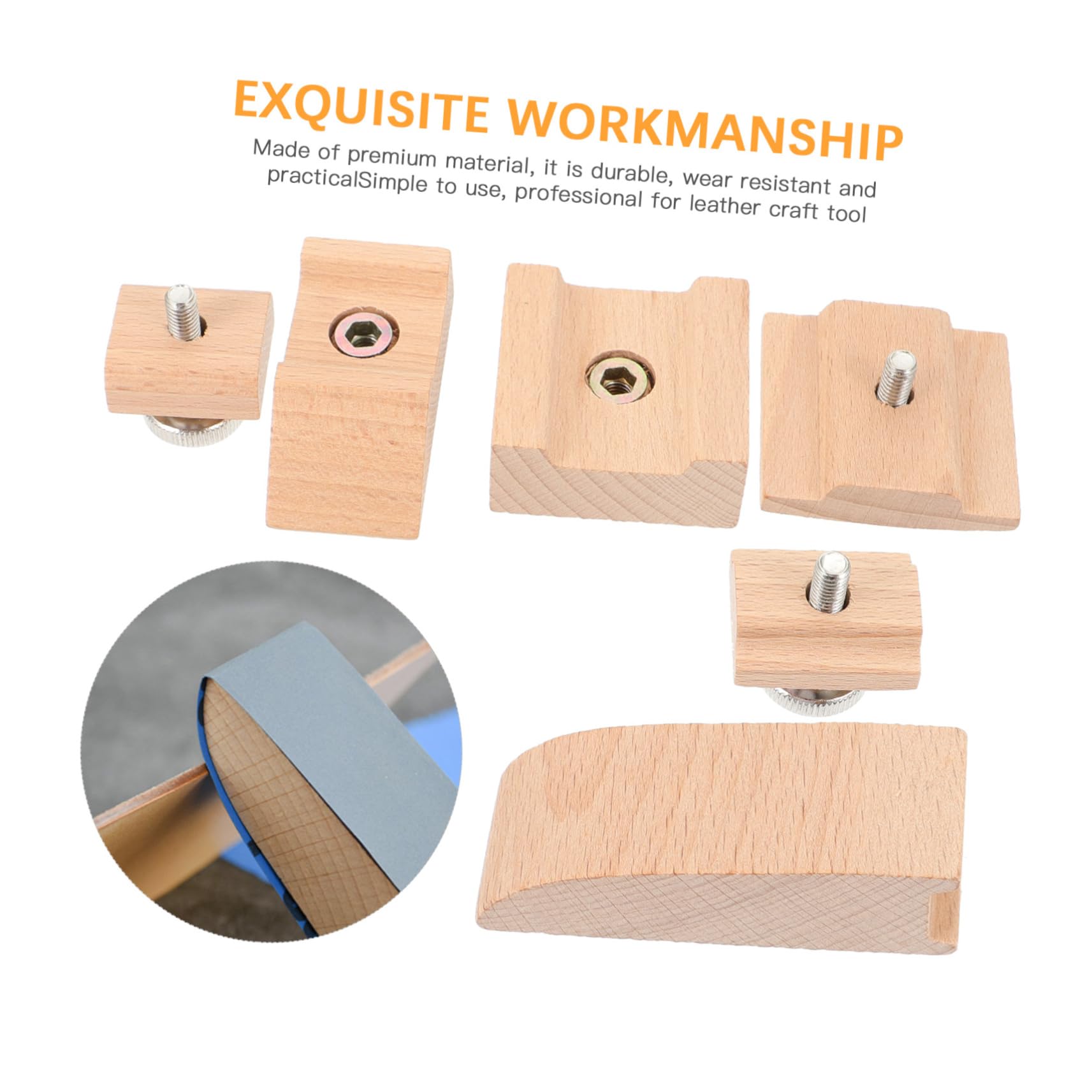 ULDIGI Sanding Block in Legno Beige per Pelle, Set 3 Pezzi | Professionale per Selleria e Lavorazioni Manuali, Forme Quadrata, Smussata e Cuneo, Resistente All'usura
