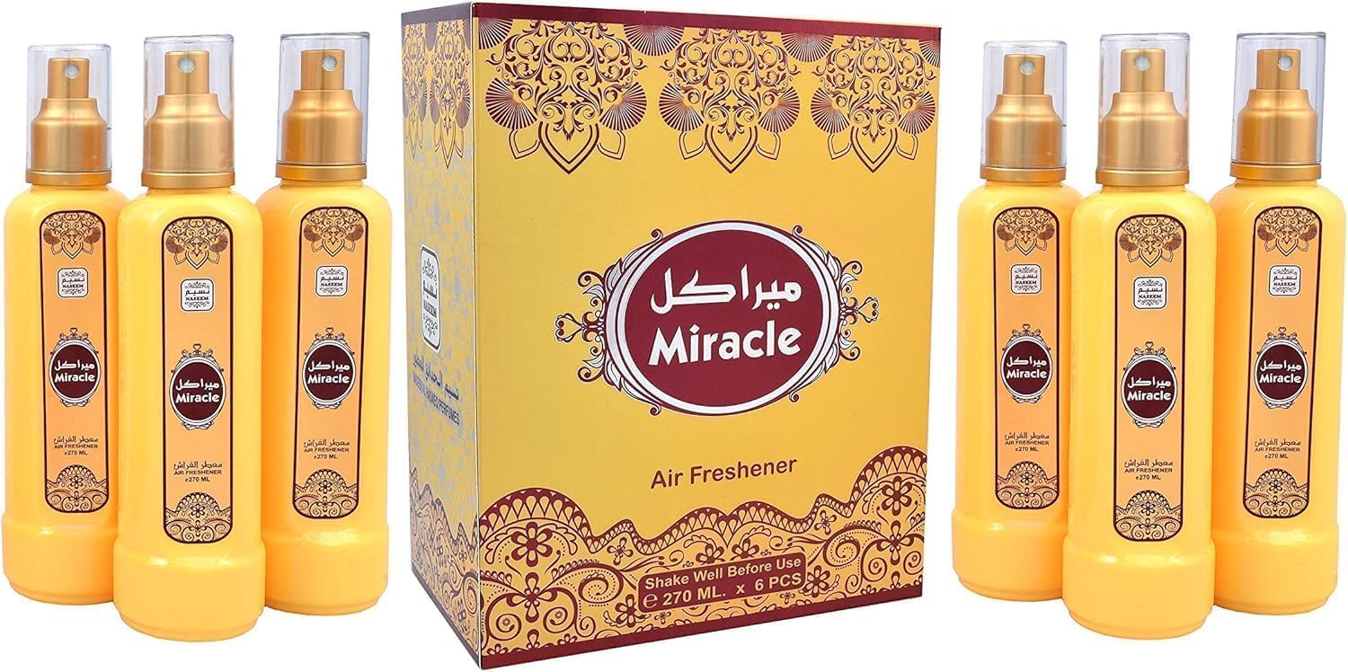 Naseem Miracle Air Freshener Spray 270ml (Pack of 6) - Long-Lasting Odor Eliminator for Home & Car, Refreshing Scent for Daily Use in Any Space