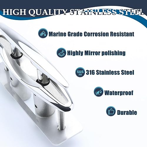 Miniatura 3 de SHENGHUISS Tacos de barco de acero inoxidable 316 con tacos retráctiles de montaje empotrado con placa de respaldo y tuercas de bloqueo (5"6"8"10"