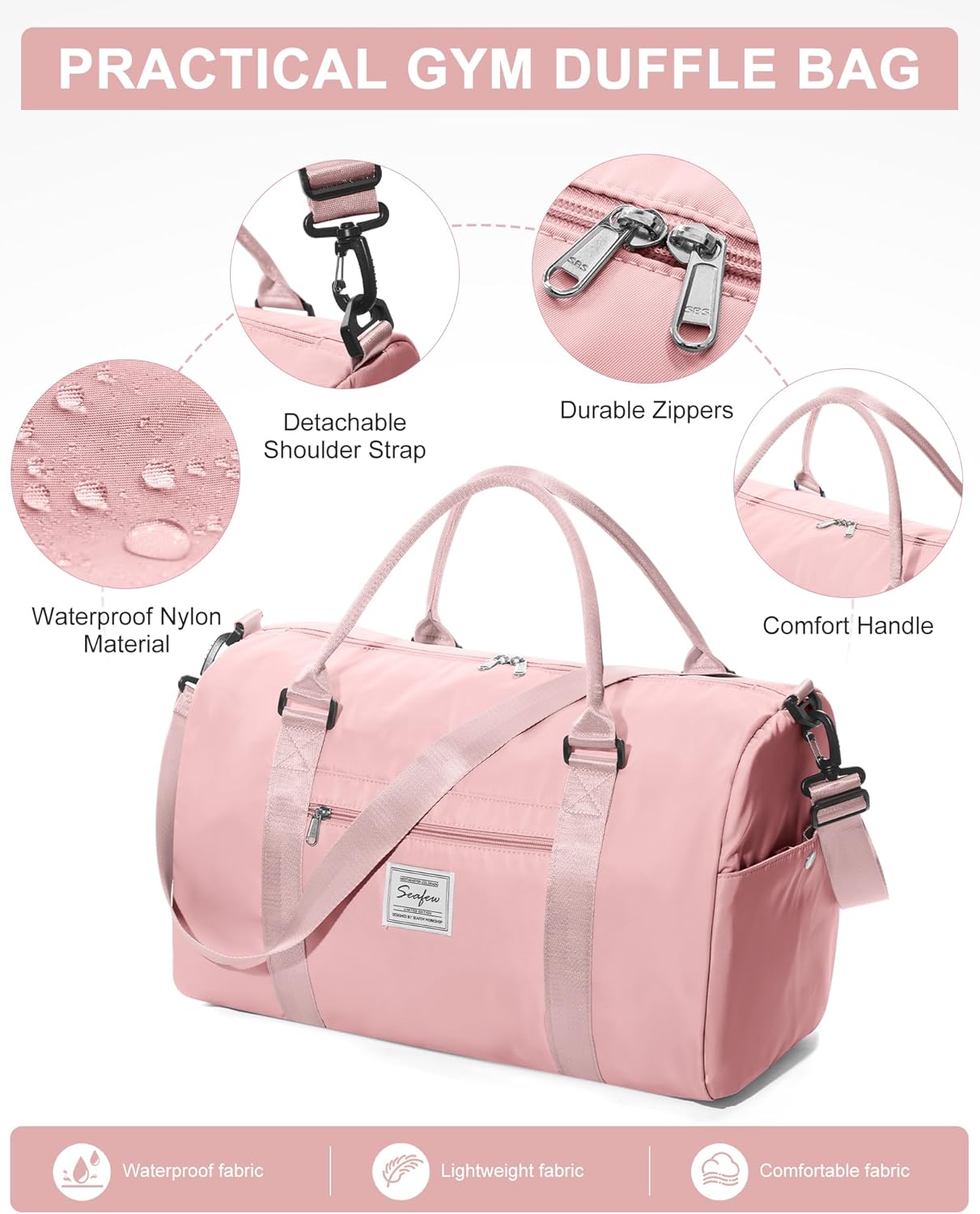 Gym Bag Womens,Travel Duffel Carry on Bag Sport Tote Bag Weekend Overnight Bag - Image 8