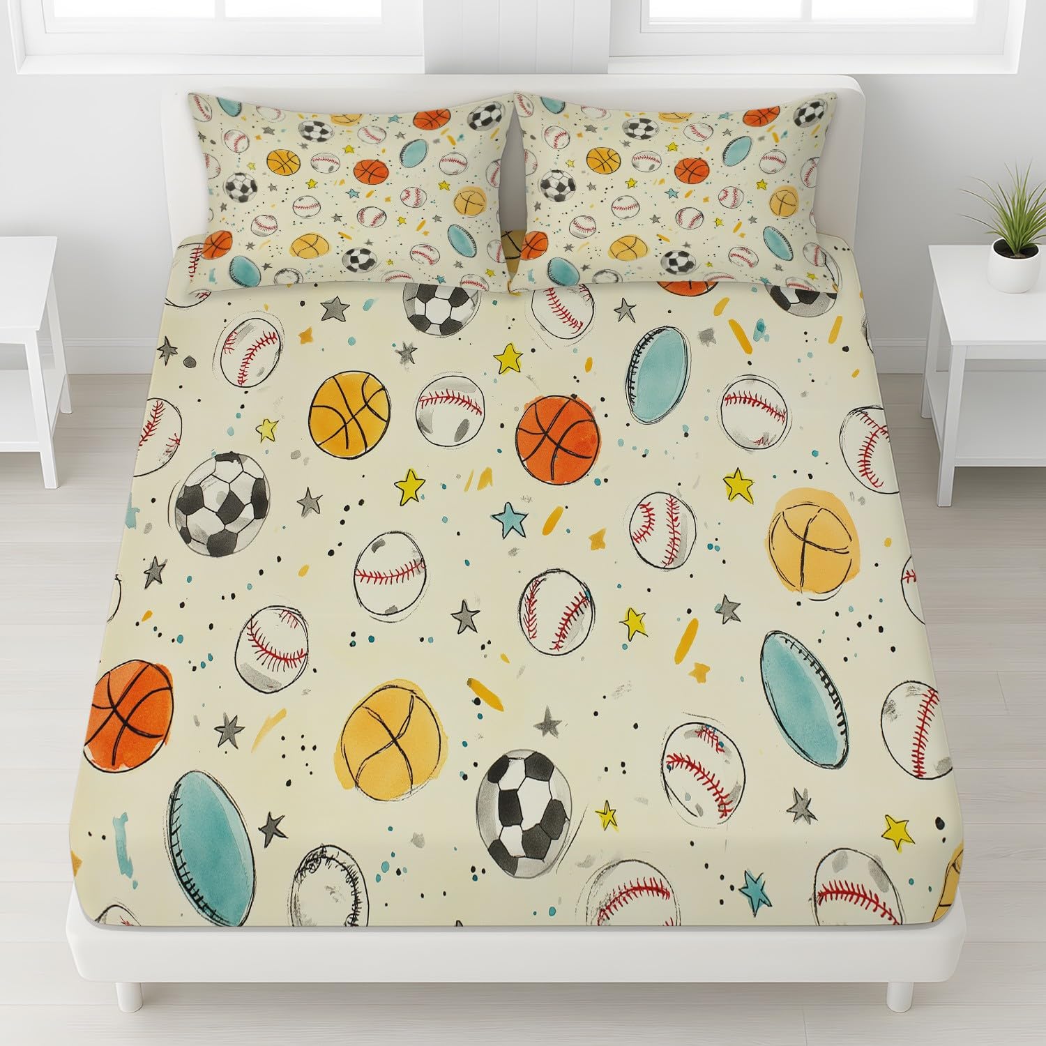 Sábana bajera ajustable de competición de dibujos animados, tamaño Super King, juego de ropa de cama de 30 cm de profundidad, 2 piezas con 3 piezas y 2 fundas de almohada para niños y adolescentes