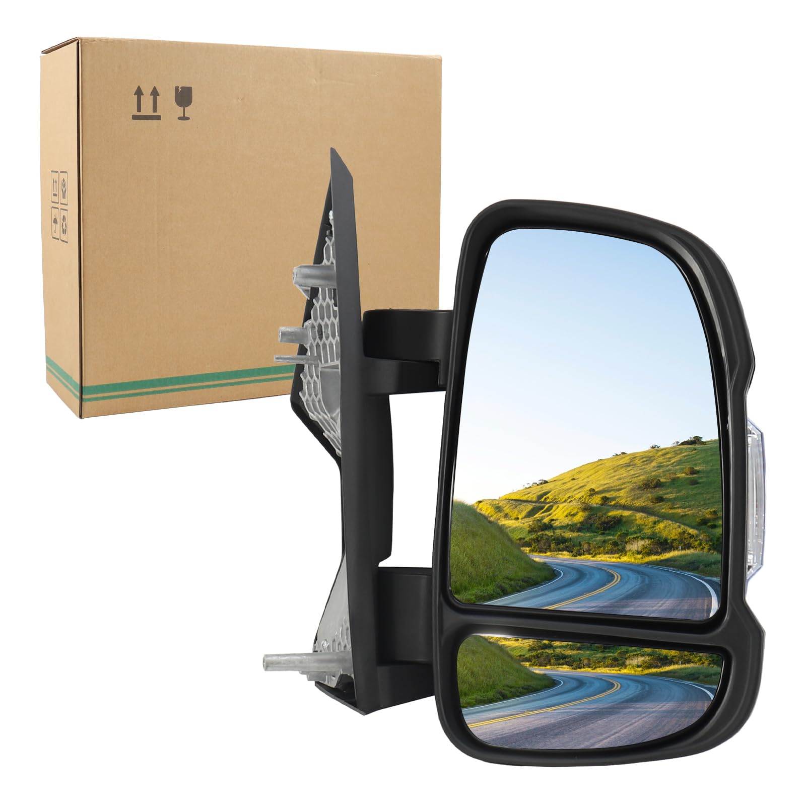 Espejo Retrovisor Derecho Eléctrico Ajustable, Espejo Exterior Derecho Brazo Corto, con Sonda Temperatura Intermitente, para Fiat Ducato/Citroen Jumper/Peugeot Boxer