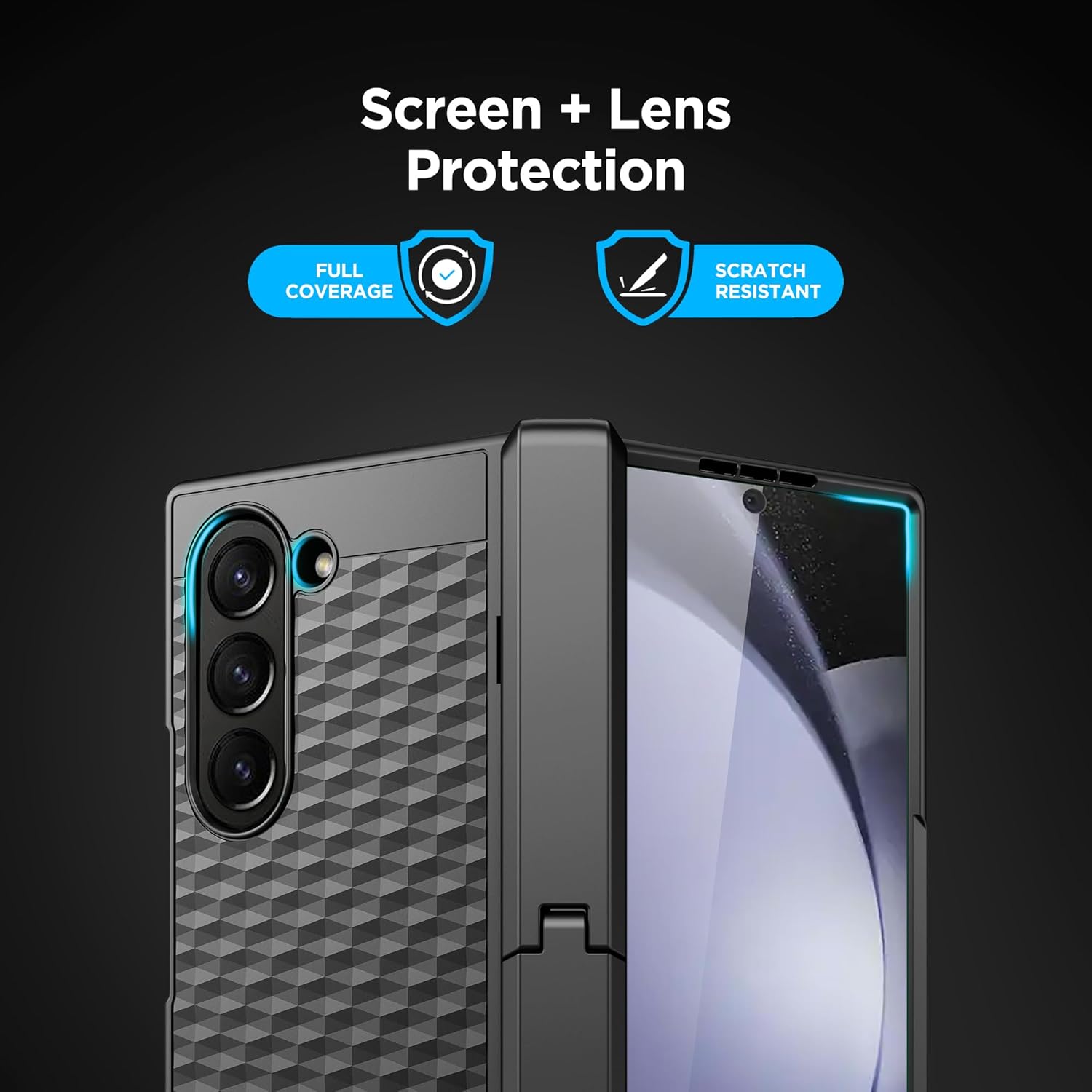 Encased Belt Case for Samsung Galaxy Z Fold 6 with Screen Protector, Holster Clip and Kickstand [Slim Fit] Engineered Hinge Protection (2024 Samsung Z Fold-6) (Z Fold 6)