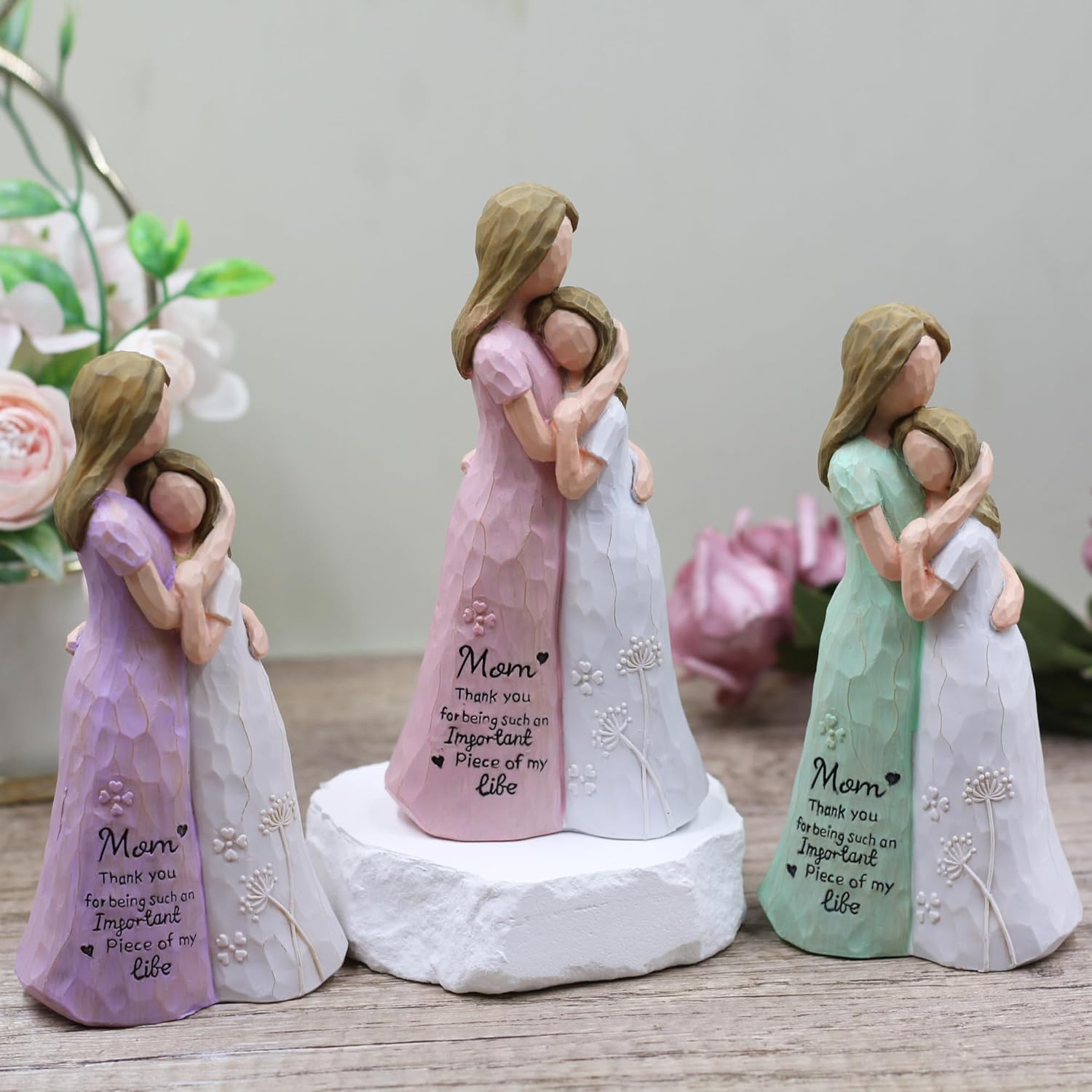 BORLESTA Mom Birthday Gifts, Mother's Day Gift, Mother of The Groom & Bride Gift, Sculpted Hand-Painted Figure (Pink) - Image 4