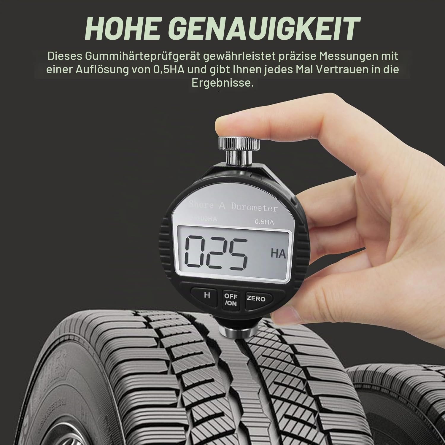 Shore Härte Messgerät, Tragbarer 0-100HA A Gummireifen Durometer, Härteprüfer mit Großem LCD-Anzeige Meter, Härteprüfgerät Digital, zum Messen der Härte von Gummi Silikagel Reifen Kunststoff