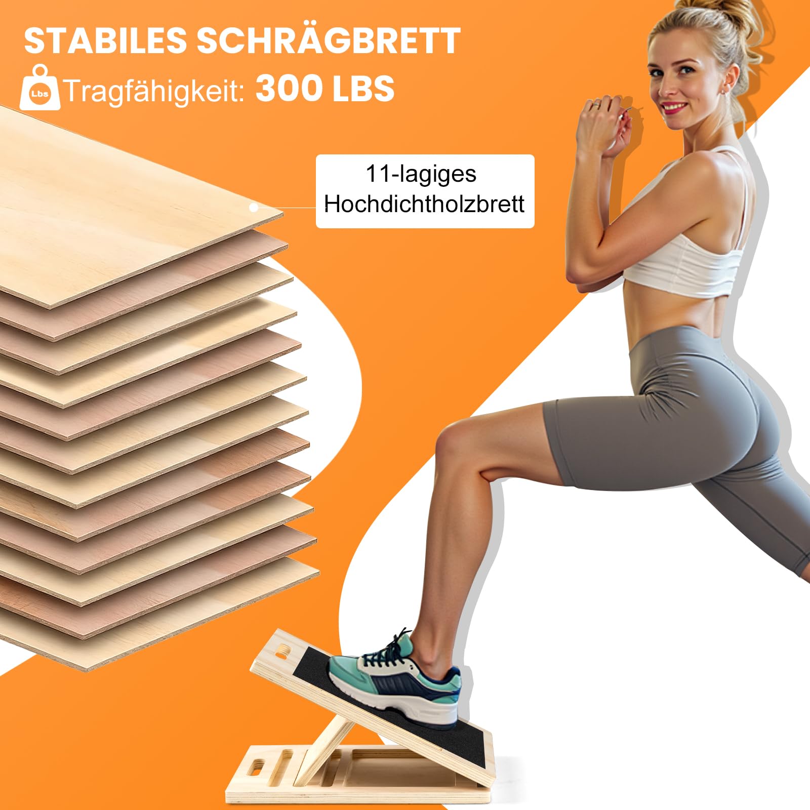 2 in 1 Wadendehner Schrägbrett Balance Board erwachsene aus Holz Gleichgewichtstrainer balanceboards klappbares Slant Board mit Tragegriff