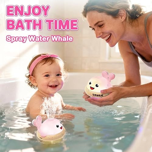 Miniatura 2 de Juguetes de baño iluminados para bebés aspersor de juguete de baño de ballena, juguetes de baño para niños de 1 a 3 años, bañera de agua al aire