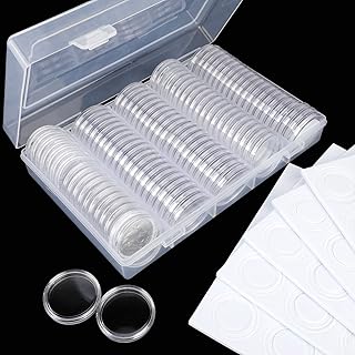 OOTSR 30mm Coin Capsules 100pcs with 4 Sizes Foam Gasket for Coin Collection Supplies, Plastic Coin Holders with Capsules Inside, and EVA Protect Gasket for Coin Storage
