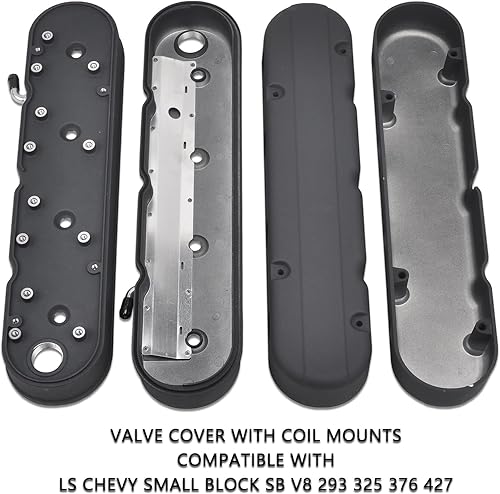 Miniatura 75 de Cubiertas de válvula de aluminio con aletas compatibles con bloque pequeño Chevy 58-86 Tall 327 350 400 - Plata pulida Plateado (sliver)