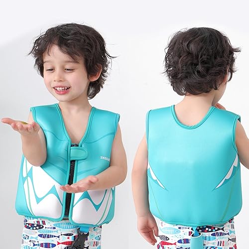 Miniatura 7 de INIGGII Chaleco de natación para niños pequeños, chaqueta de natación para niños, chaleco de entrenamiento de natación infantil con correa de