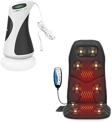 COMFIER Masajeador de celulitis para moldear el cuerpo, con 5 cabezales de masaje, 6 almohadillas lavables y masajeador de espalda para silla con 10