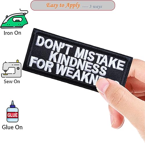 Miniatura 3 de Parches de letras negras para planchar, con texto en inglés Don't Mistake Kindness for Weakness (Don't Mistake Kindness for Weakness)