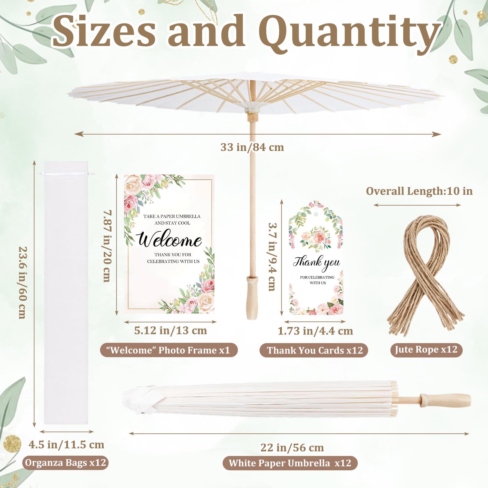 Mototo 12 Sets 83 cm weißer Papier-Sonnenschirm für Hochzeit, chinesischer japanischer Papierschirm mit faltbarem Aufbewahrungskorb, DIY-Malerei, weißer Sonnenschirm, Dankeschön, Hochzeitsgeschenke