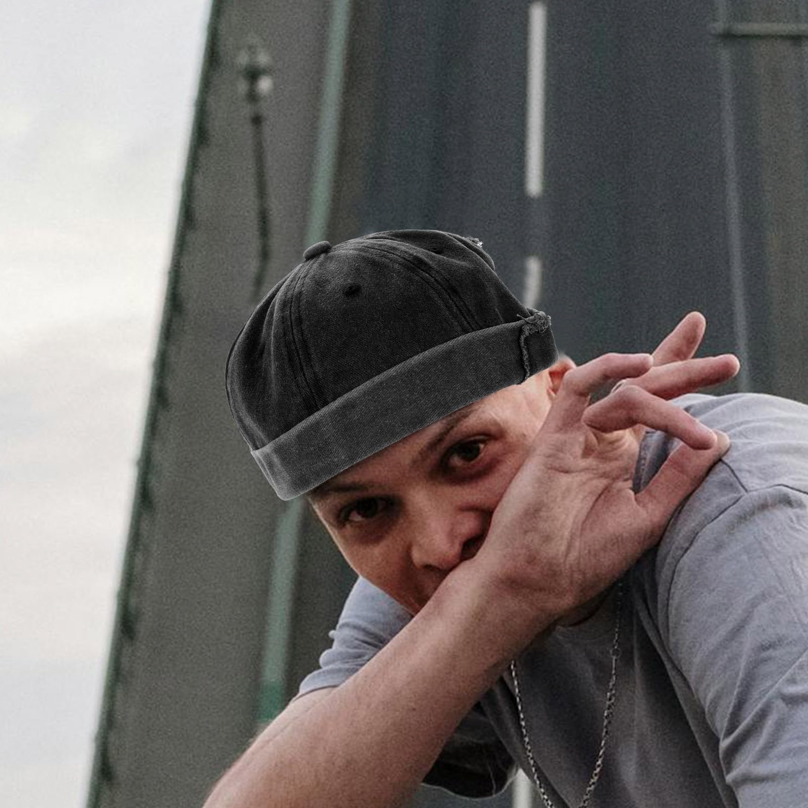 Healeved Berretto Senza Visiera da Uomo in Design Cinese Vintage, Cappello Traspirante in Cotone Casual, Berretto Senza Bordo Adatto per Uso Quotidiano e attività all'Aperto