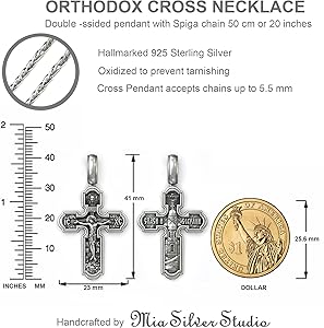 Amazon.com: 925 Sterling Silver Orthodox Cross Necklace Chain 20