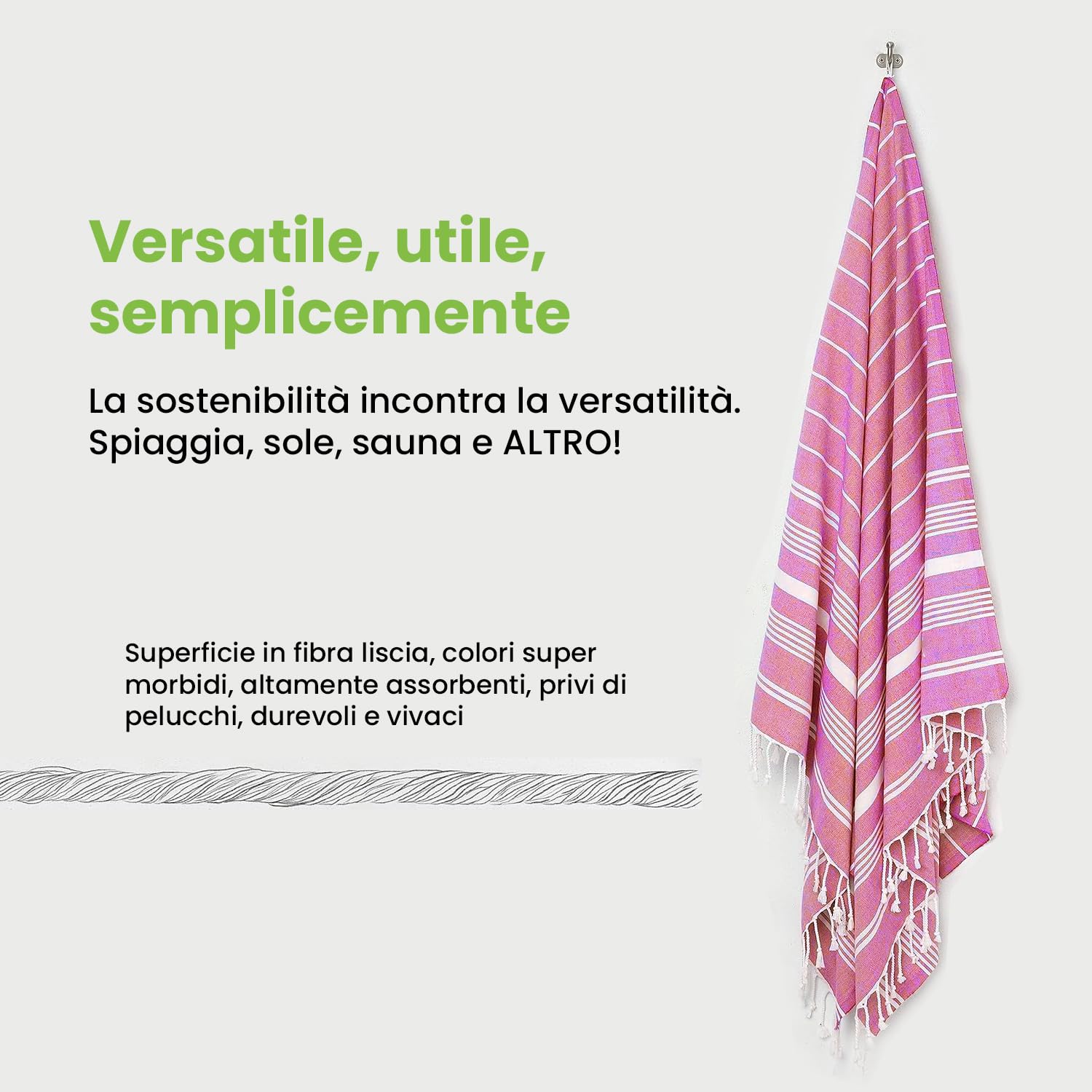 Telo Mare XXL 100x200 Cm In Cotone Riciclato - Leggero, Antisabbia, Asciugatura Rapida, Per Spiaggia E Yoga - Foto 13