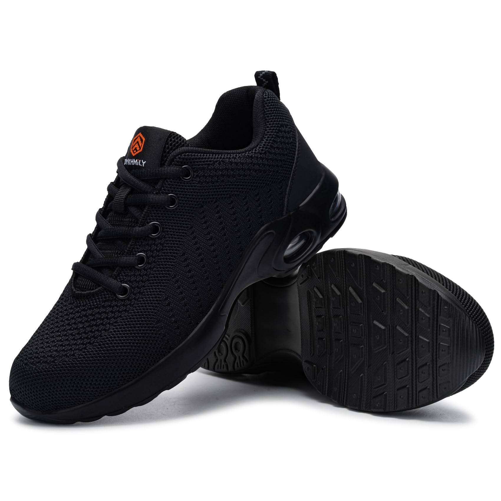DYKHMILY Sicherheitsschuhe Damen Luftkissen Arbeitsschuhe Leicht Stahlkappenschuhe Sportlich Atmungsaktiv Dämpfung(Schwarz,40EU)