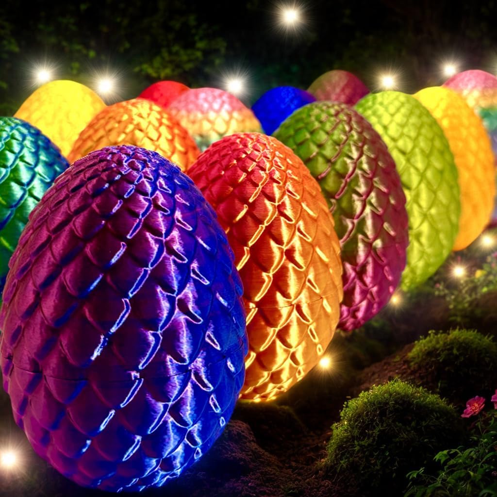 3D Printed Dragon Egg, 3D Printer Articulated Crystal Dragon Fidget Toy for Teen Boy Kid, Dinosaur Eggs Toy(Blue)