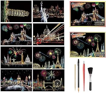 Amazon | 8枚入り スクラッチアート はがきタイプ 削るだけで美しい