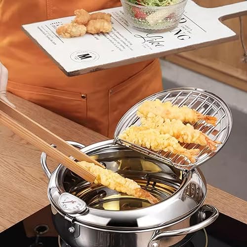Miniatura 7 de Freidora Olla japonesa olla japonesa Mini sartén de acero inoxidable Olla de freír temperatura controlada para el hogar Tempura Sartén Termómetro
