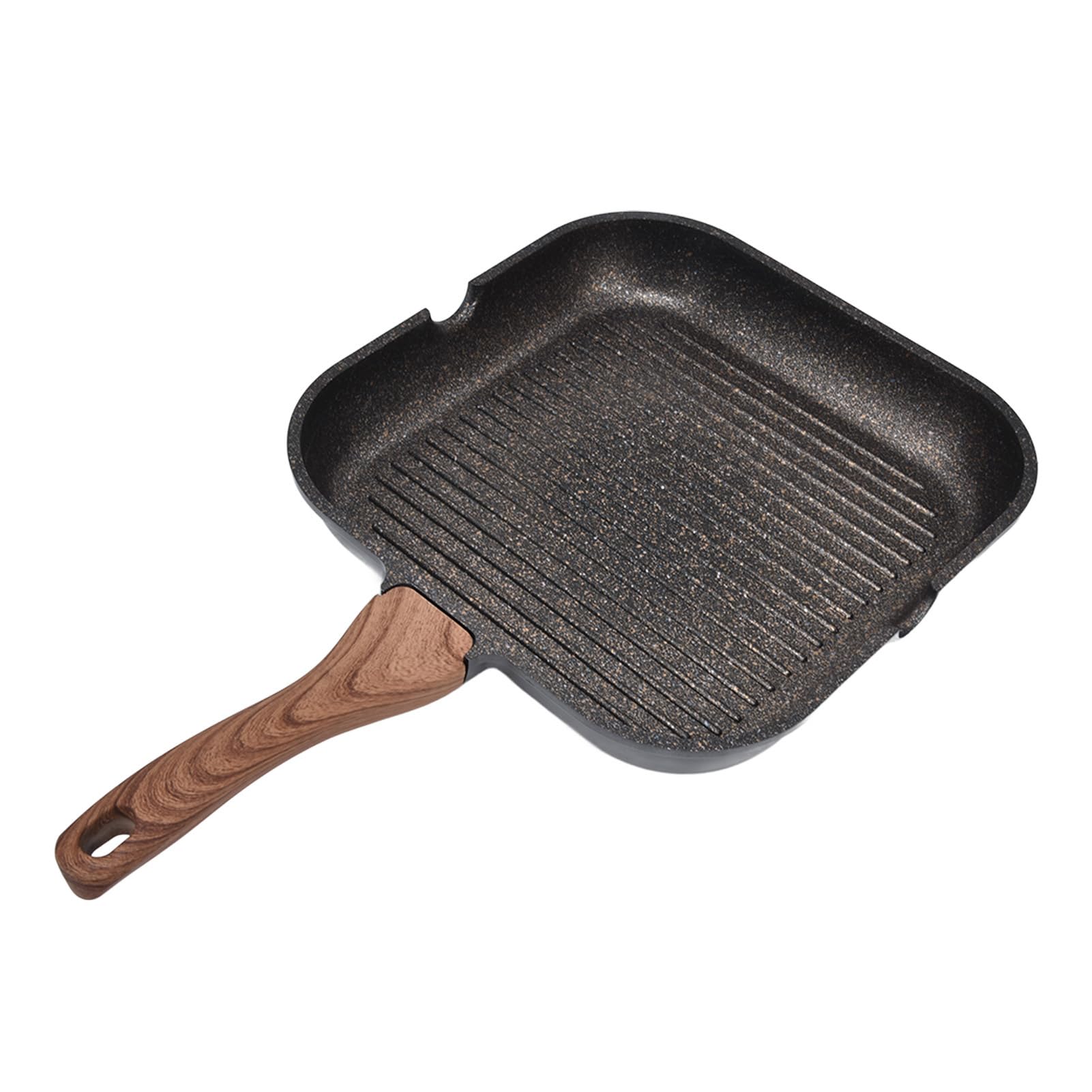 Haofy Kwadratowa Patelnia Grillowa o Grubości 4,5 Mm, Aluminiowa, Kompatybilna z indukcją, z Równoległymi Krawędziami do Odprowadzania Tłuszczu - Patelnia z powłoką nieprzywierającą do Grillowania