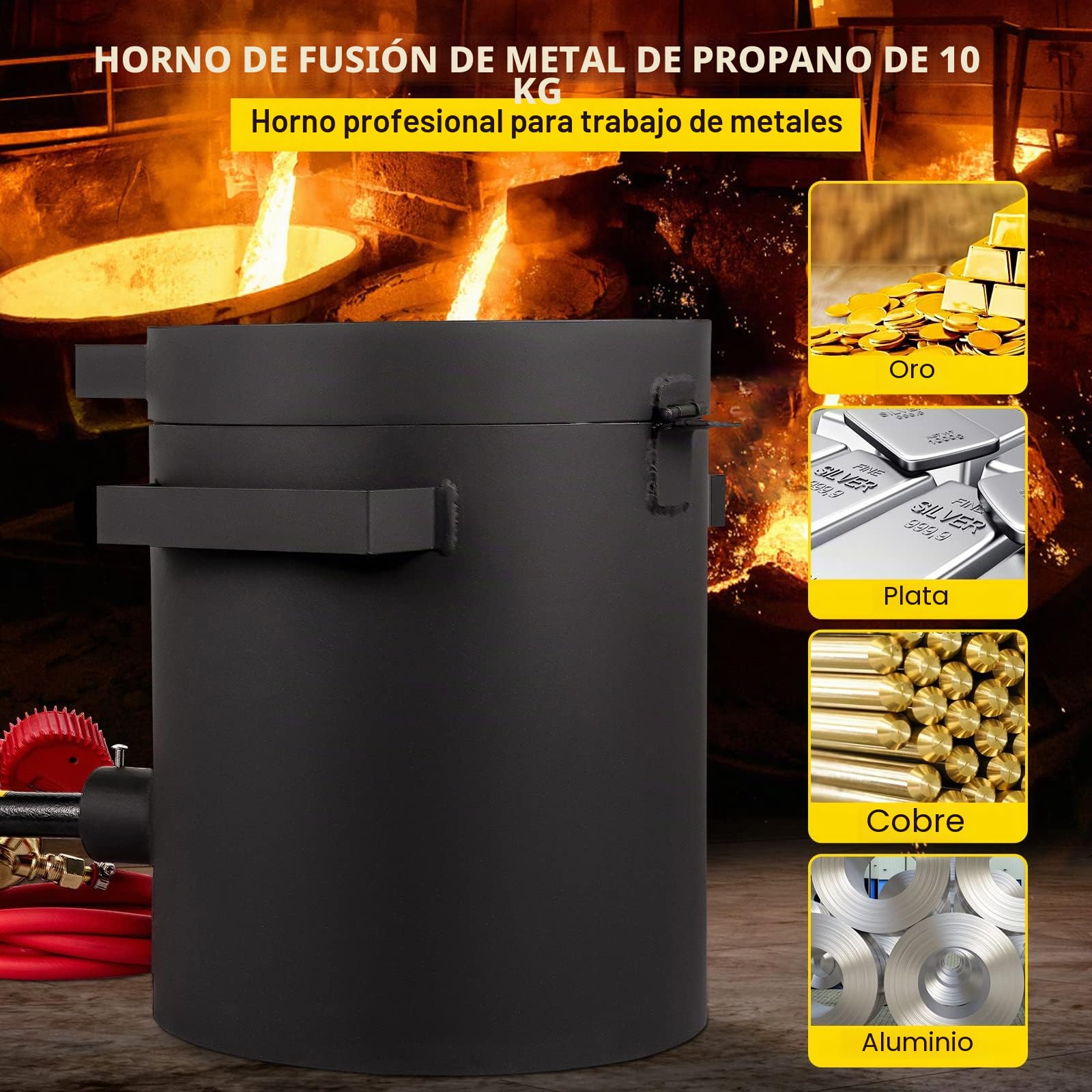 VEVOR Forja de Propano 0-350 psi Horno de Fundición Placa Laminada en Frío 10KG 10min Kit de Horno de Fundición de Metales para Bricolaje