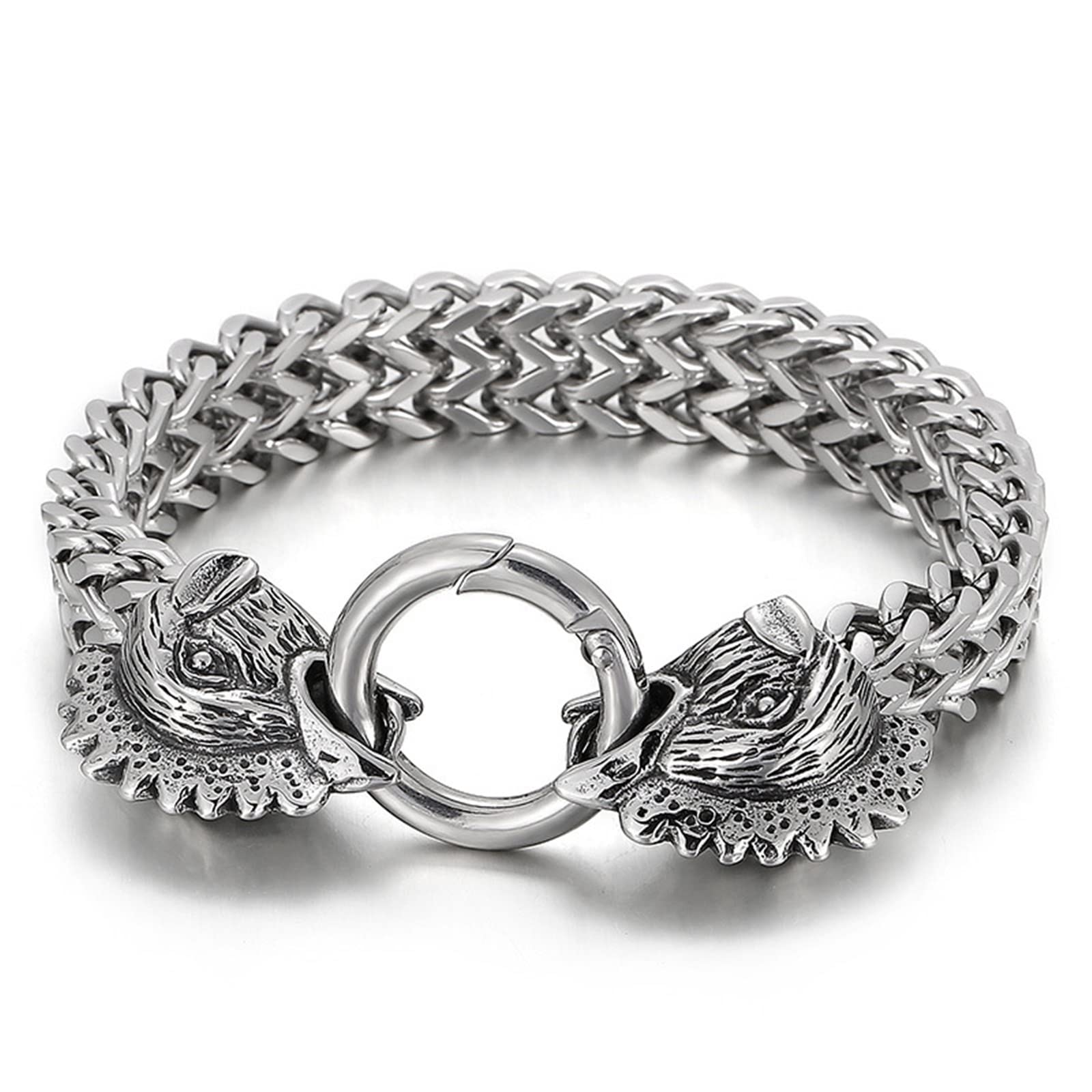 Daesar Bettelarmband Edelstahl Silber 22.5CM, 12MM Breite Gliederarmband mit Sternzeichen Armbänder Männer Charms Freundschaftsarmband