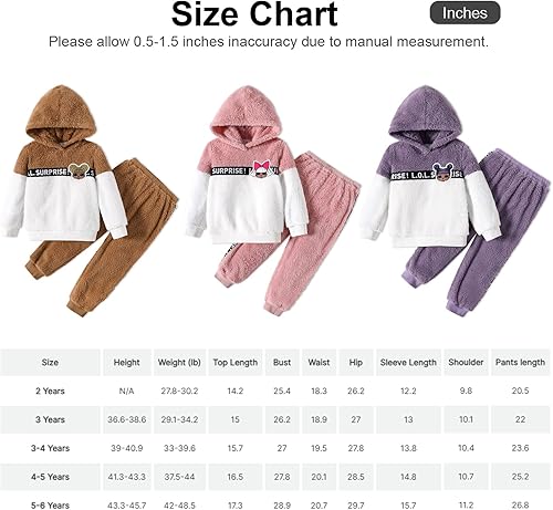 Miniatura 7 de LOL Surprise Ropa de vellón con bloque de color sudadera y pantalón de manga larga conjunto de 2 piezas