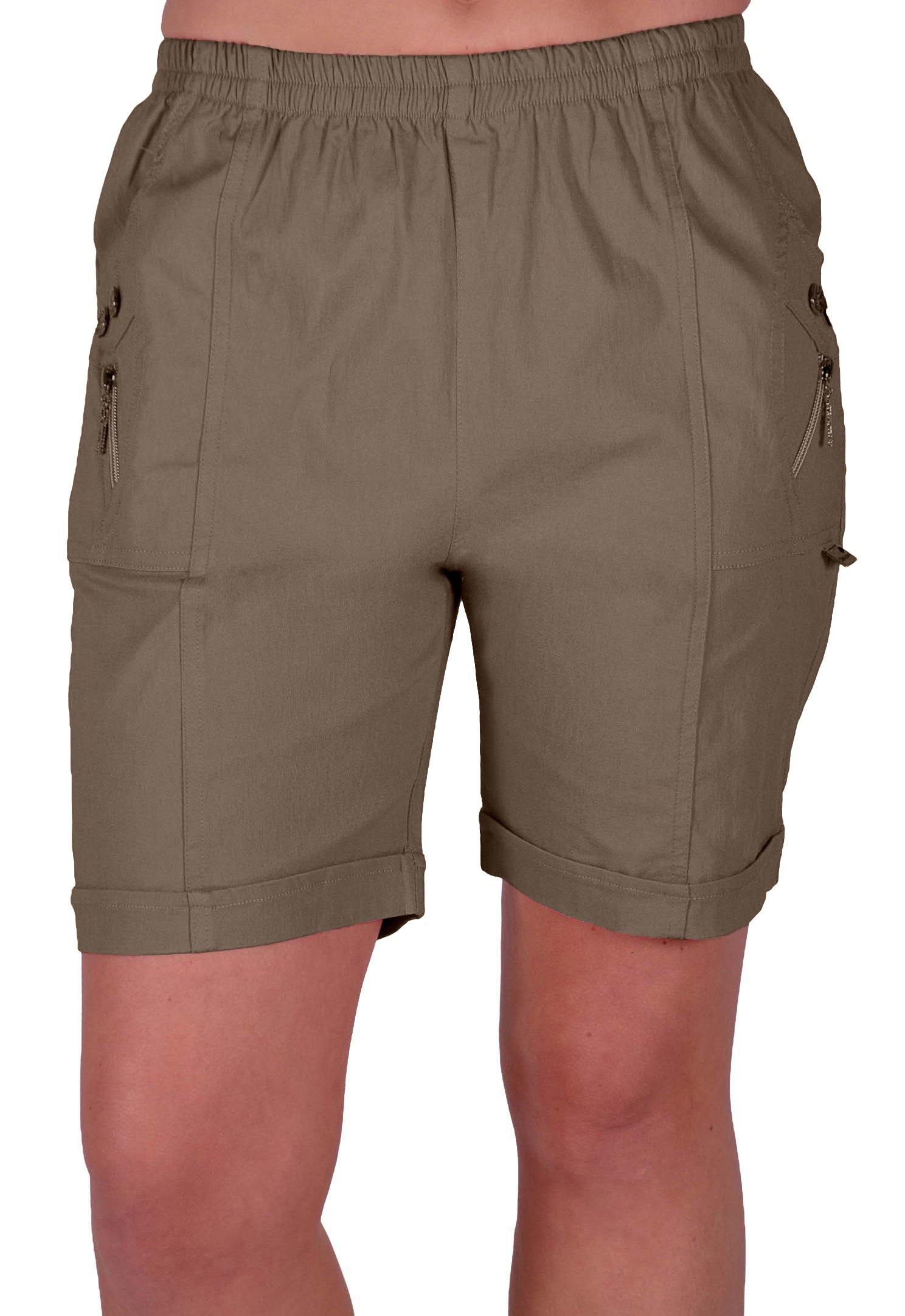 Eye Catch Women's Mocha Brown Eyecatch - Relaxed Comfort Elasticized Flexi Stretch Shorts Plus Sizes Brown Size 14