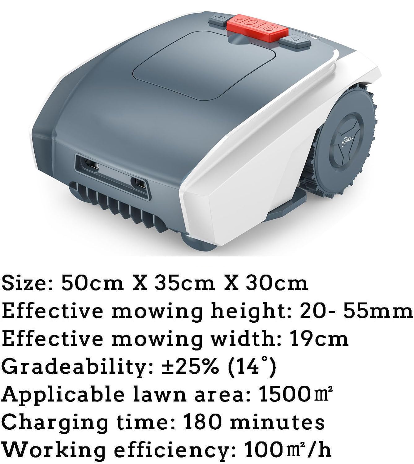Cortacésped Robótico Totalmente Automático con Aplicación Bluetooth, Cortacésped Automático con Carga Automática y Ultra Silencioso para Jardines Pequeños y Medianos (1500m²)