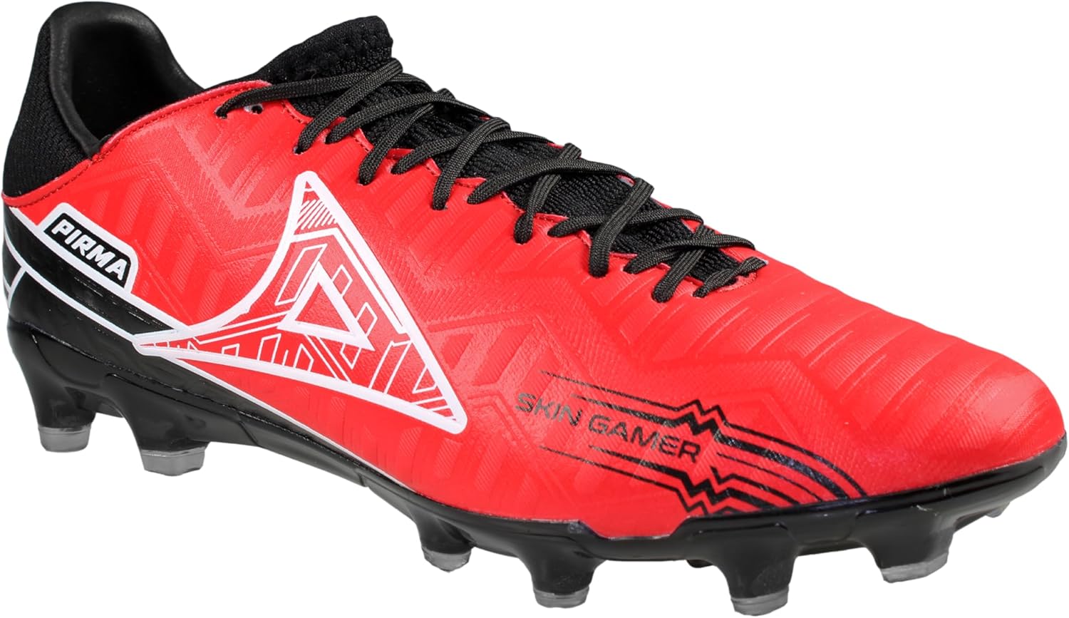 Pirma Soccer Cleats-Style 3046 - Skin Gamer Red/Black Firm Ground
