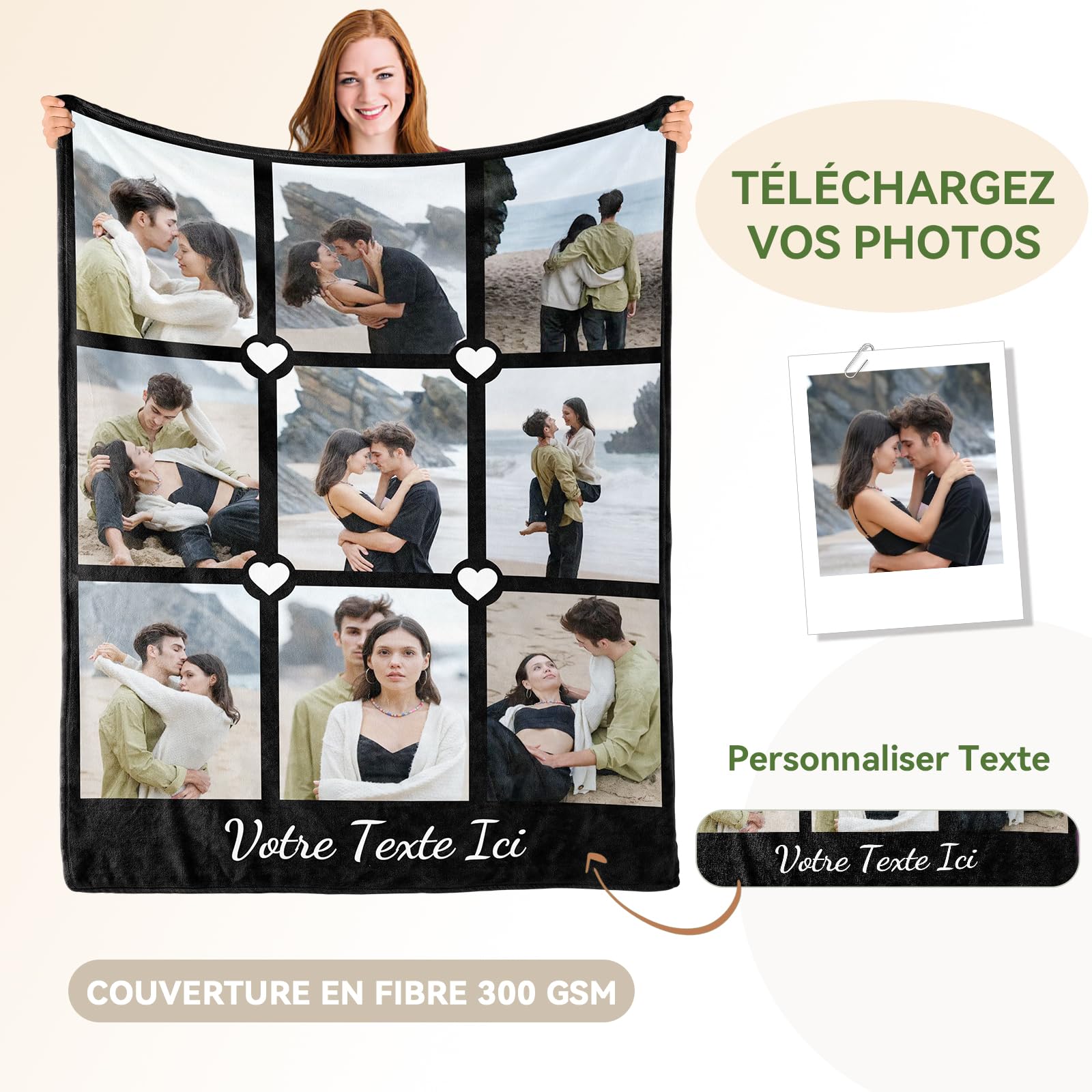 Cadeau Femme Plaid Personnalisé Avec Photo Et Texte - Cadeau Unique Cadeau Femme Plaid Personnalisé Avec Photo Et Texte - Cadeau Unique