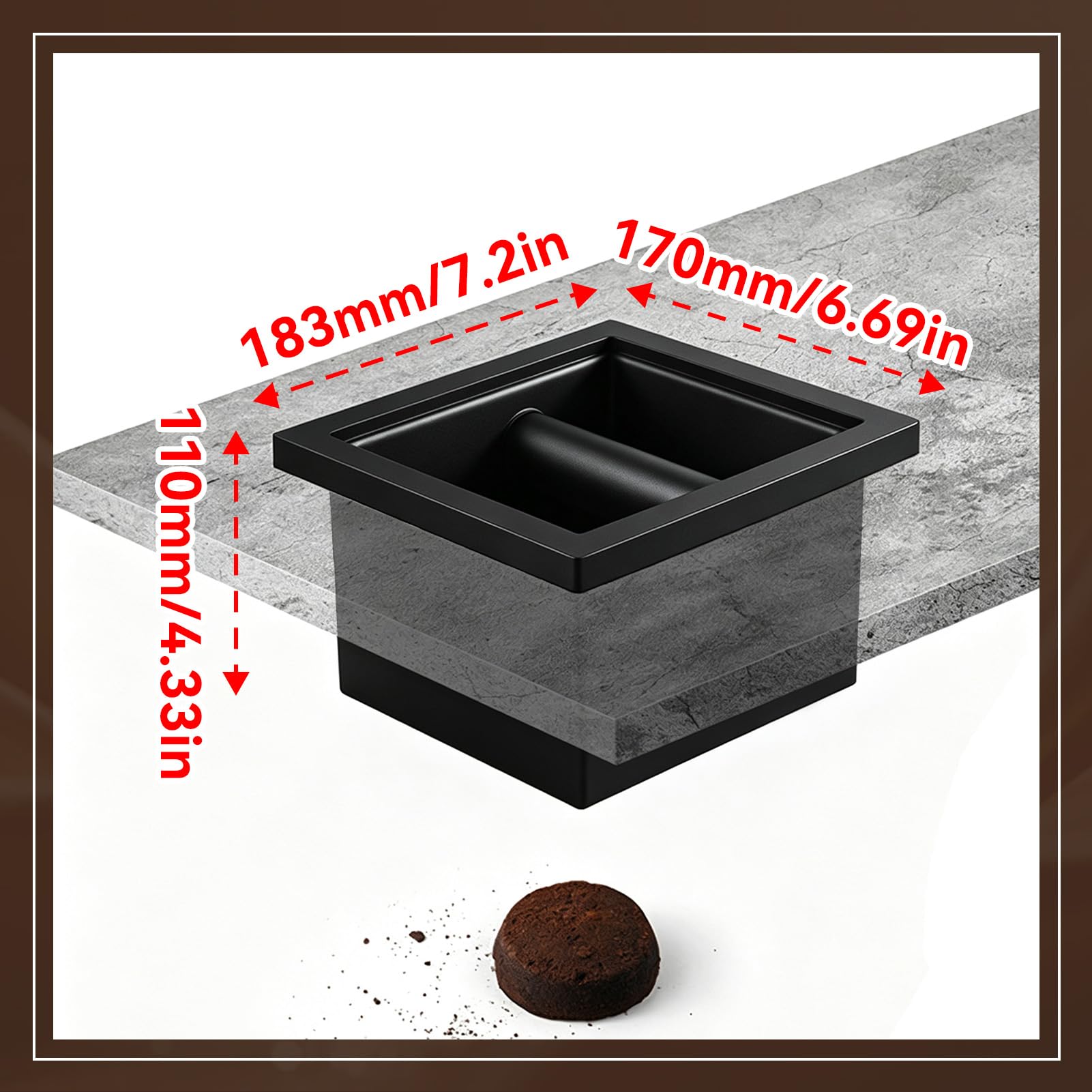 Coffee Knock Box, Scatola Per Caffè Senza Fondo Incorporata Smaltimento Del Contenitore Per Fondi Di Caffè Da Banco In Acciaio Inossidabile Fondi Caffe Contenitore Per Bar Ristorante Cucina Nero