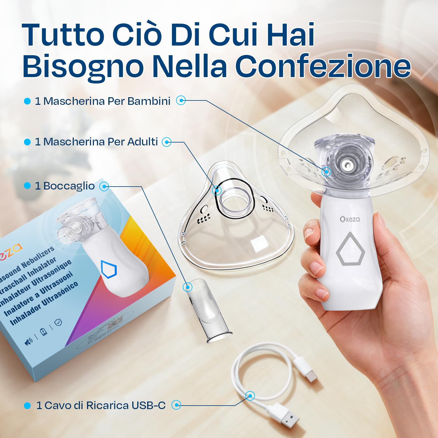 Aerosol Portatile Silenzioso, Macchina Aerosol per Adulti e Bambini, Ricaricabile Aerosol Portatile con 2 Maschere e Boccaglio, 2 Modalità Regolabili, Apparecchio Aerosol per Viaggi e Uso Domestico