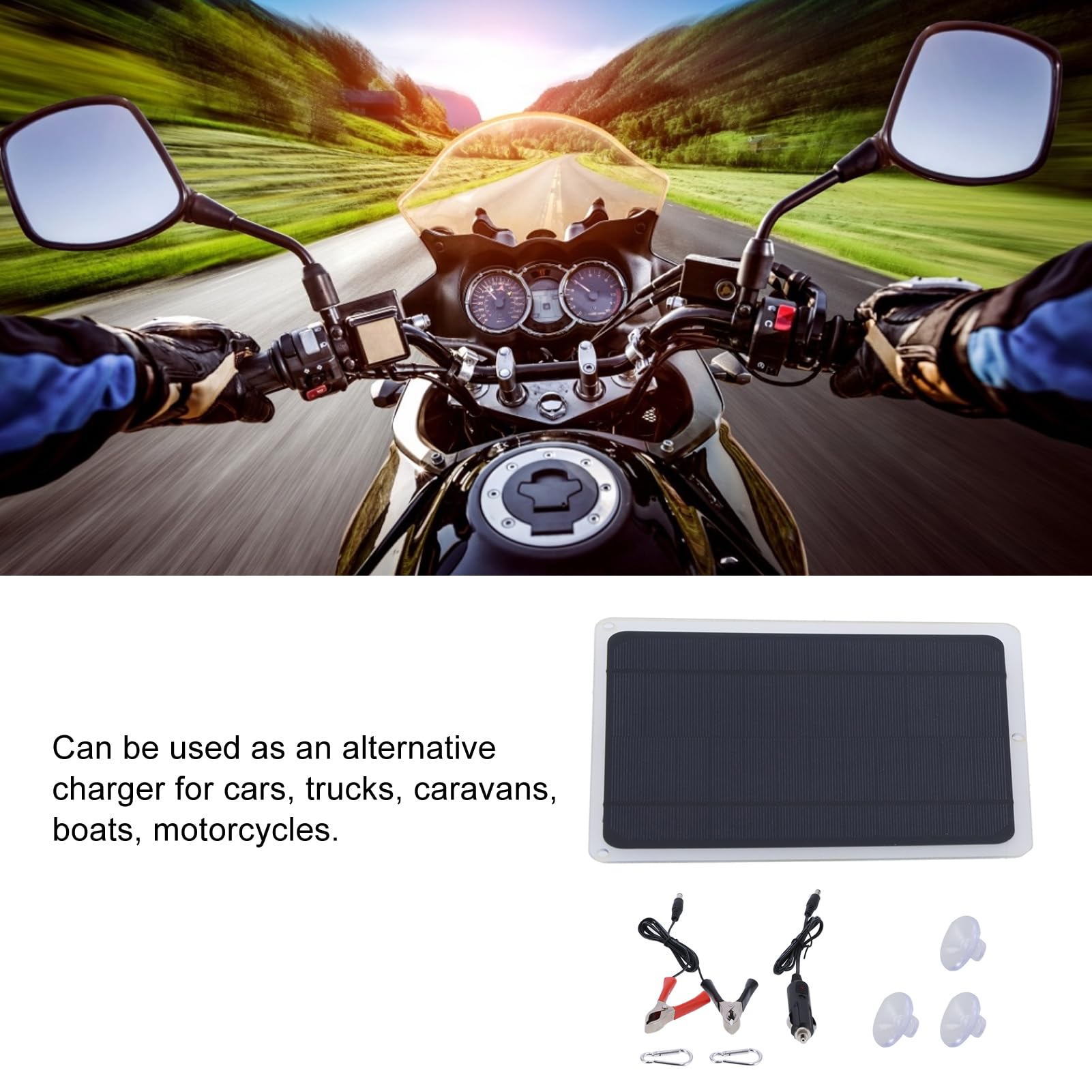 Ausla Panneau Solaire Portable, 6W 12V, Silicium Monocristallin, Sortie USB, Protection IP65 Étanche, pour Voiture et Camping-car