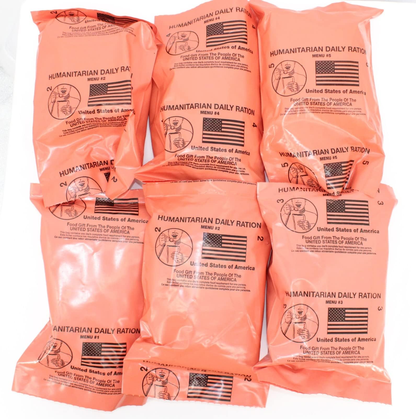 6 Meal HUMANITARIAN DAILY RATION MRE - RANDOM MENU - 2023