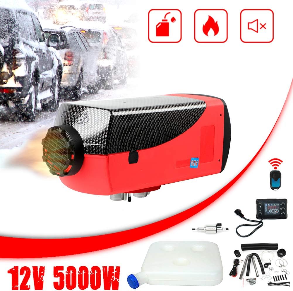 Triclicks 12V 5KW Air Diesel Heater Parking Heater Diesel Night Heater with Silencer LCD Switch Remote Control 10L Tank For Truck, Boat, Car Trailer, Motorhomes, Campervans (Style 3)