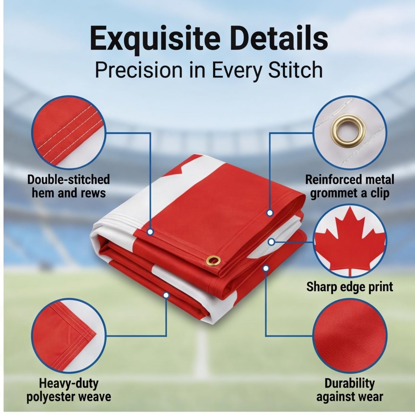 2026 Canada World Cup Flag 5x4.2FT – Canadian National Team Banner for 2026, Polyester, Double Stitched, Easy to Hang – Indoor/Outdoor Canada Soccer Fan Decor for World Cup
