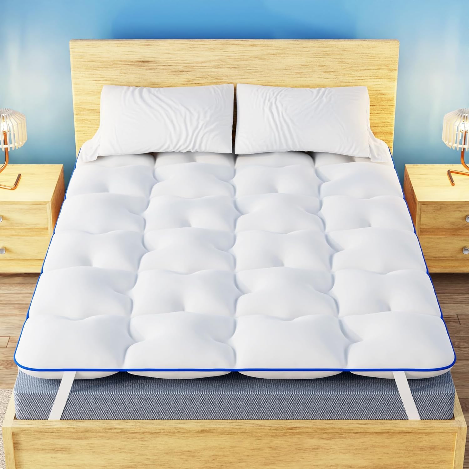 CASABEL Topper Colchón Diamante 150x200 cm de Microfibra, Comodidad óptima, Suave, hipoalergénico, Transpirable, para Camas Dobles, Adultos, niños, sofá Cama, Cama supletoria