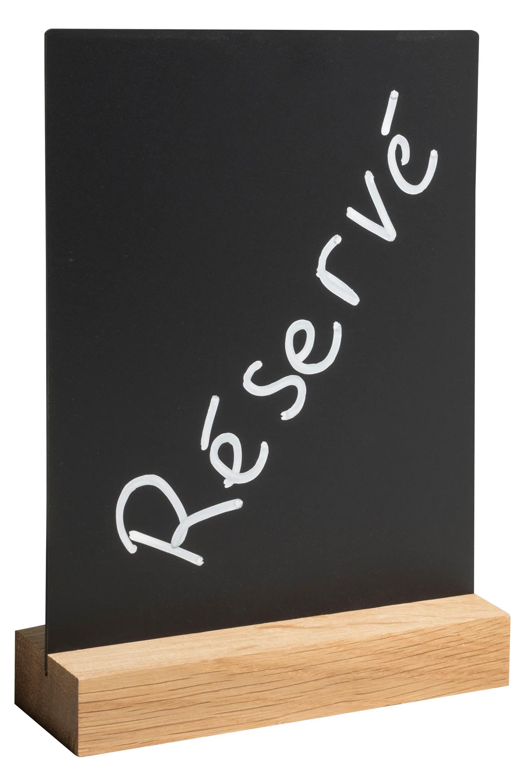 Exacompta - Ref. 85240D - Caja de cartón de 20 soportes de mensaje con base de madera A5, mesa de mesa, pizarra portamenú de doble cara, para café, bar, restaurante, Foodtruck, 14,8 x 5,2 x 21 cm