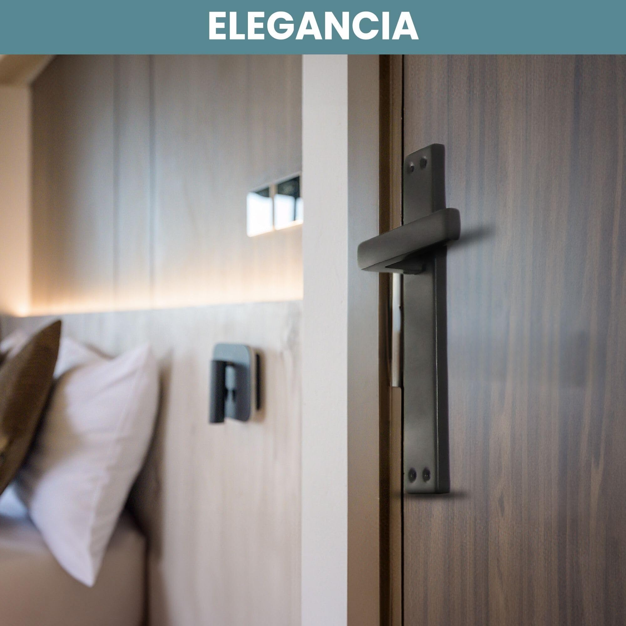 AZERODESIGN-Manetas Puertas Interior Casa-Manillas Puertas Interior Placa Cuadrada-4,5x24,5 cm-Largo Manija de 12 cm-Color Negro Mate-Manivelas Puertas Interior-Material Aluminio