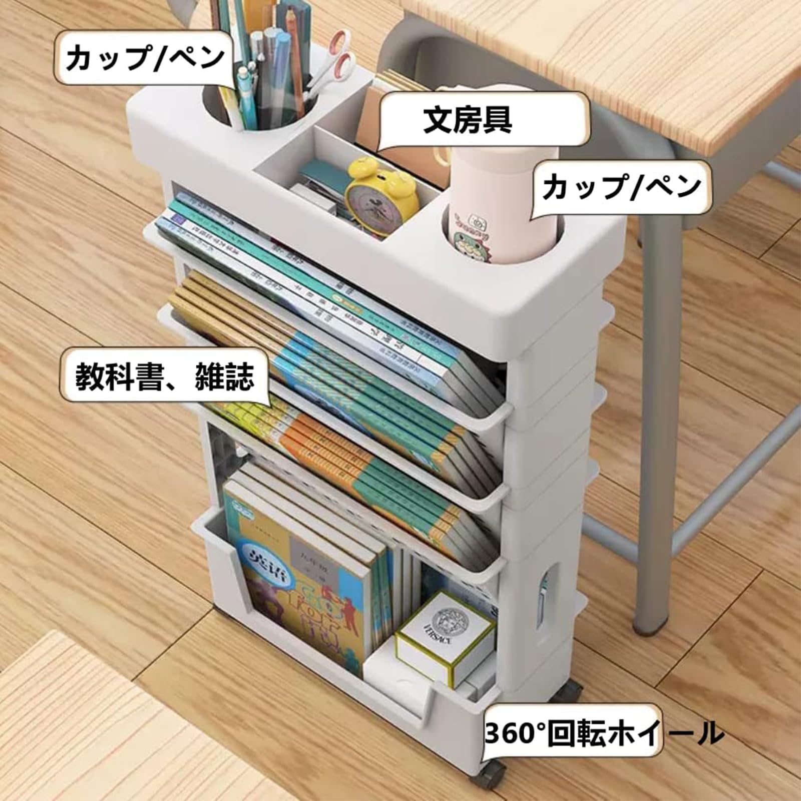 Amazon.co.jp: 本棚 書類 文具 収納 本棚 キャスター付き 大容量 5段