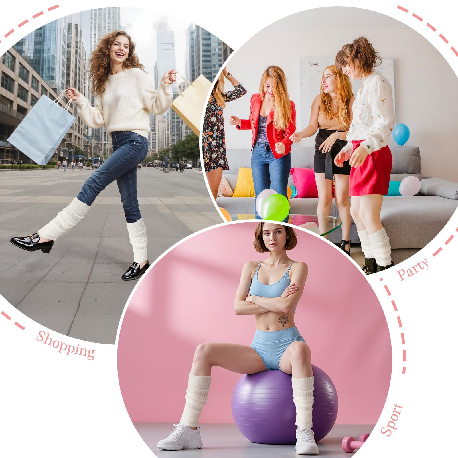 Winter Stulpen Damen, Langer Crochet Beinstulpen Beinwärmer, Vielseitig Warm Kniestrümpfe Legwarmers für Halloween Frauen Mädchen Ballett Tanz Yoga Alltag Einheitsgröße (Weiß)