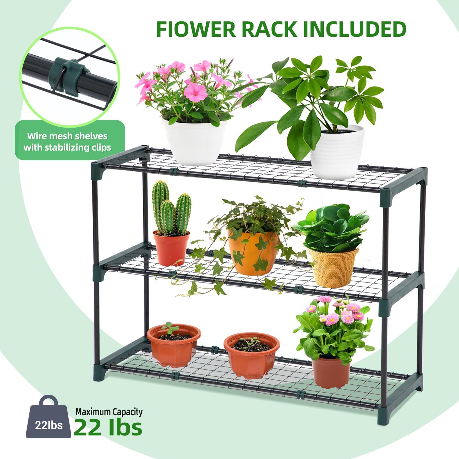 Ohuhu Portable Lean to Greenhouse with 3 Pack Plant Shelves, White