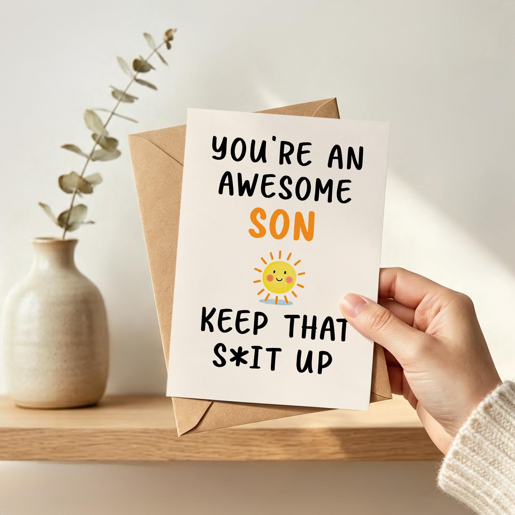 PTRUKD Śmieszne kartki urodzinowe dla syna, karty podarunkowe dla synów od mamy i taty, You Are A Great Son, (Keep It Up) Bring The Envelope