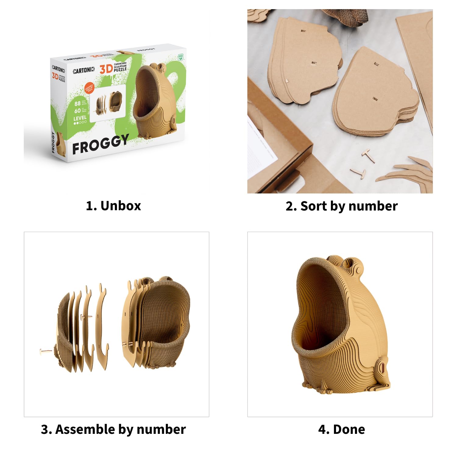 Grenouille Puzzle 3D en Carton – Maquette à Monter